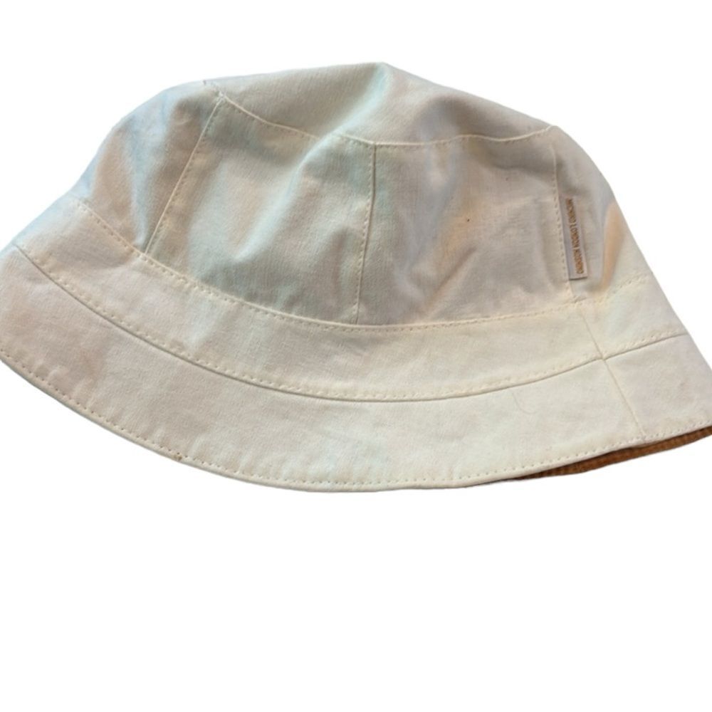 Michiko London natural off white and orange reversible, bucket hat